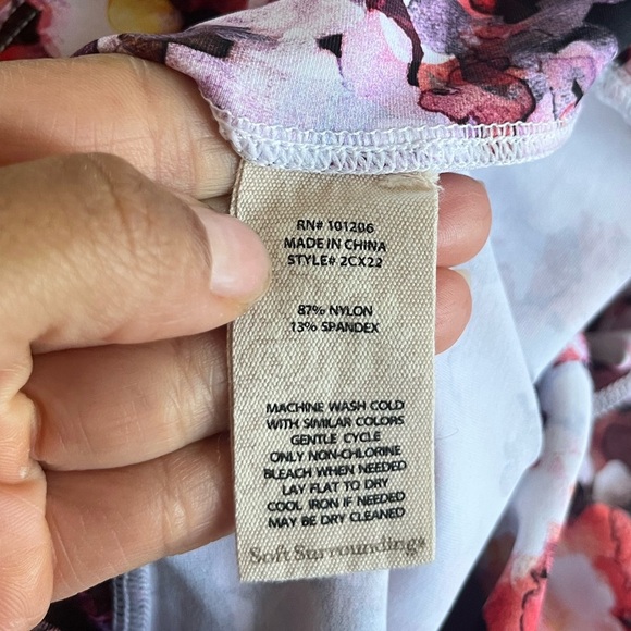 Soft Surroundings Floral Colorful Leggings Scalloped Edge SZ L - Picture 7 of 7